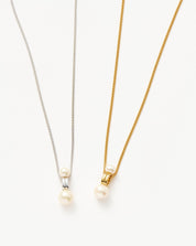 Pearl Ridge Pendant Chain Necklace | 18k Gold Plated Vermeil/Pearl