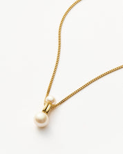 Pearl Ridge Pendant Chain Necklace | 18k Gold Plated Vermeil/Pearl