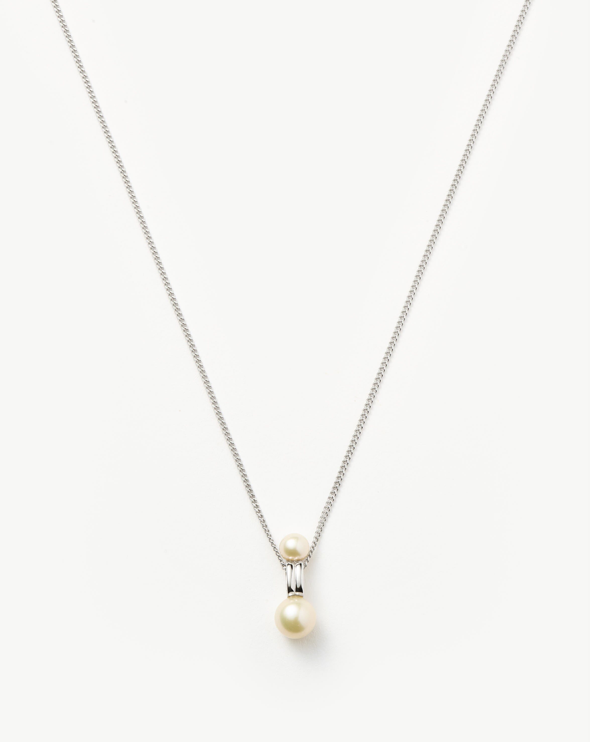 Pearl Ridge Pendant Chain Necklace | Sterling Silver/Pearl