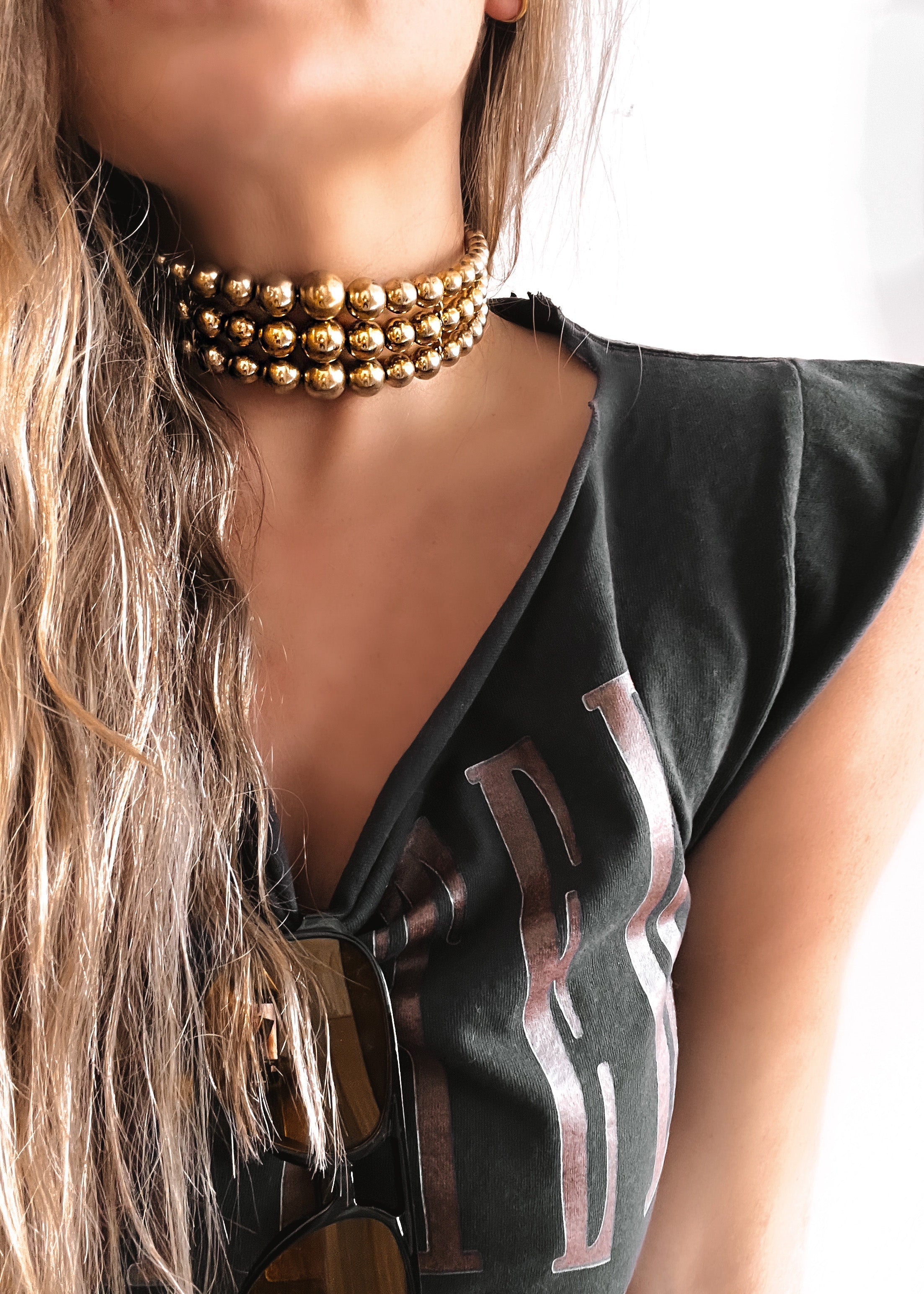 THREE TIMES THE CHARM CHOKER STATEMENT NECKLACE