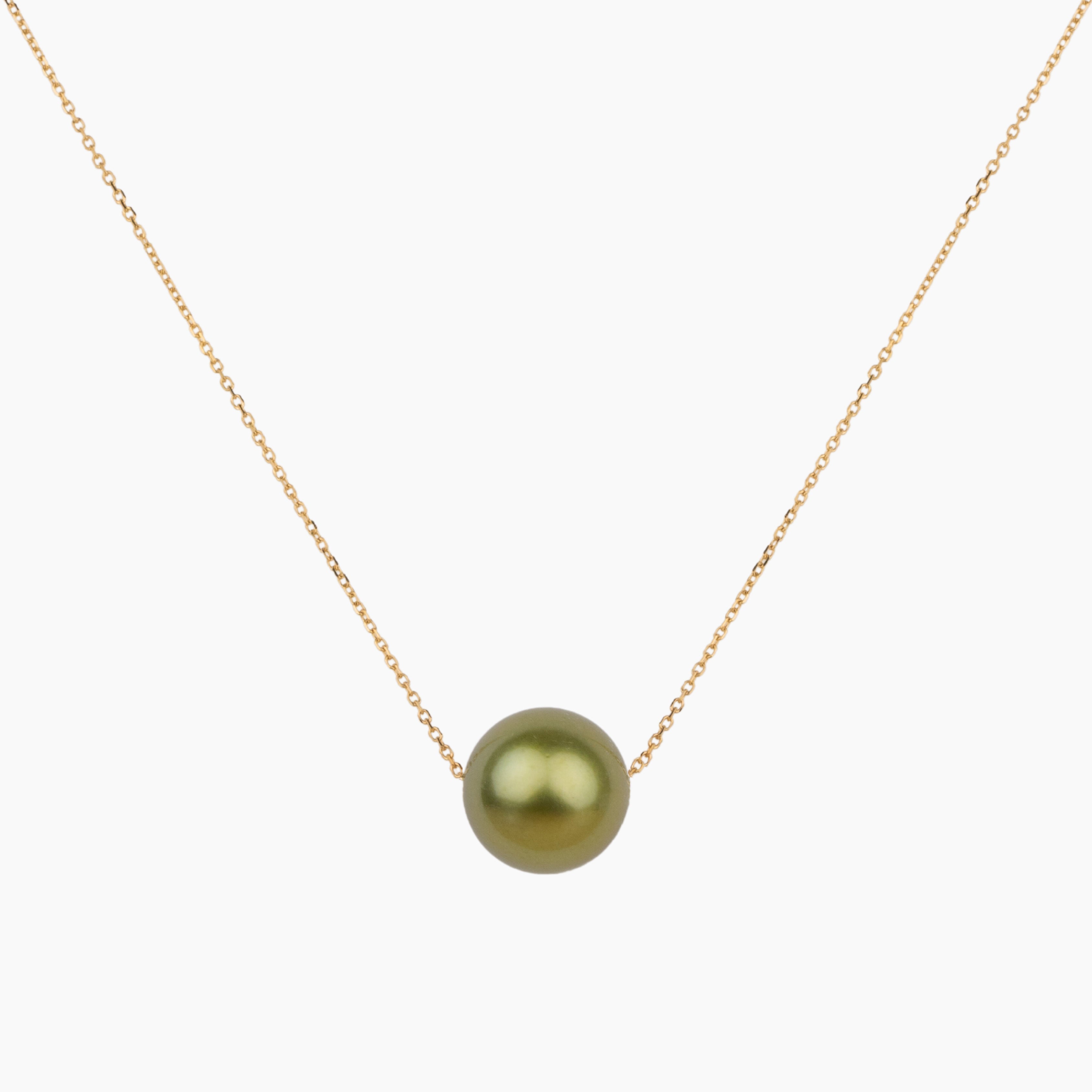 Floating Pistachio Tahitian Pearl Necklace