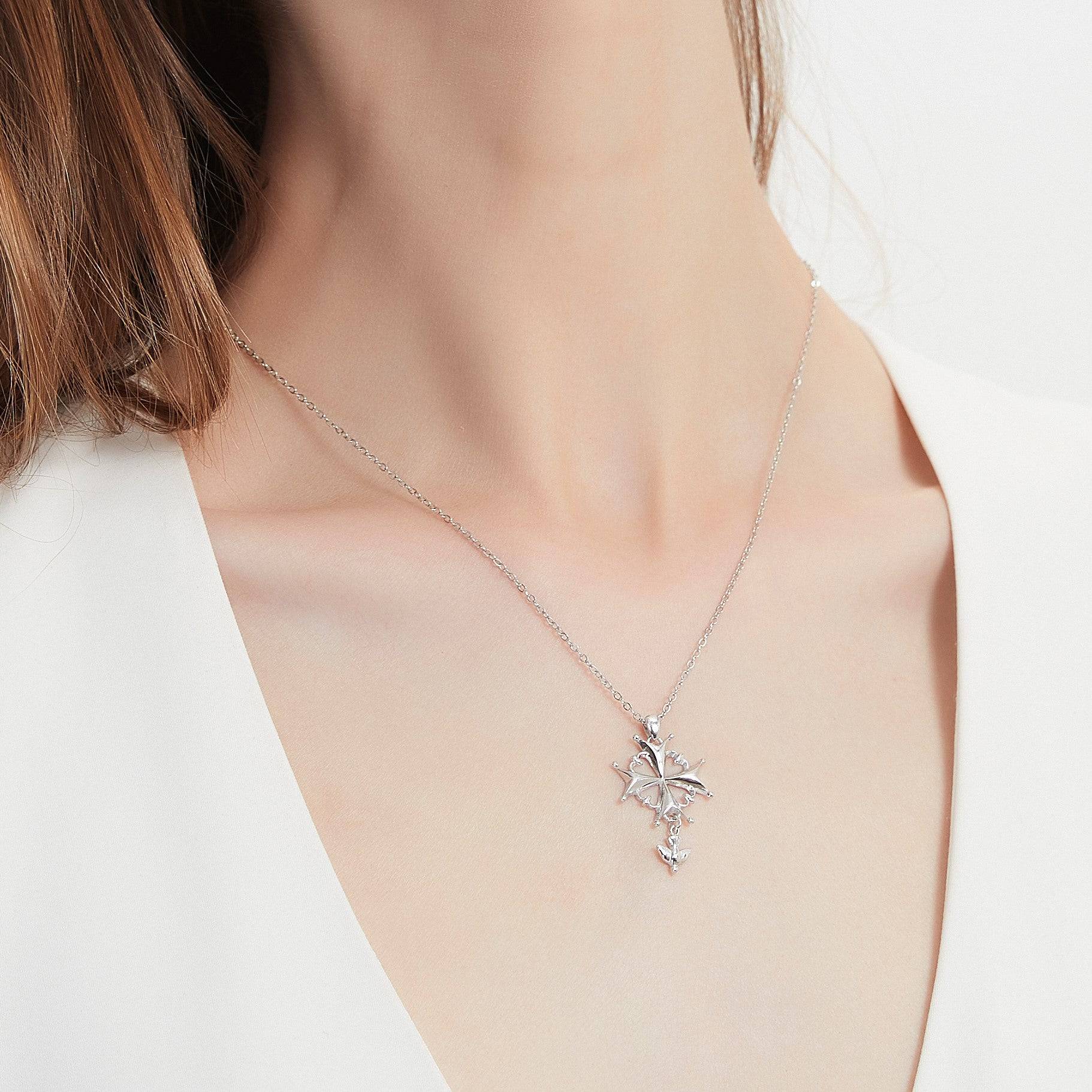 Huguenot Cross Necklace Sterling Silver