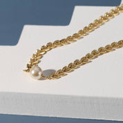 Gold Laurel Leaf Matching Pearl & Earrings Set (Sold Separately)