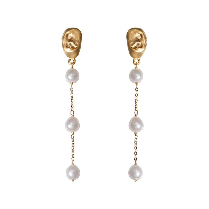 Long Drop Pearls Earrings