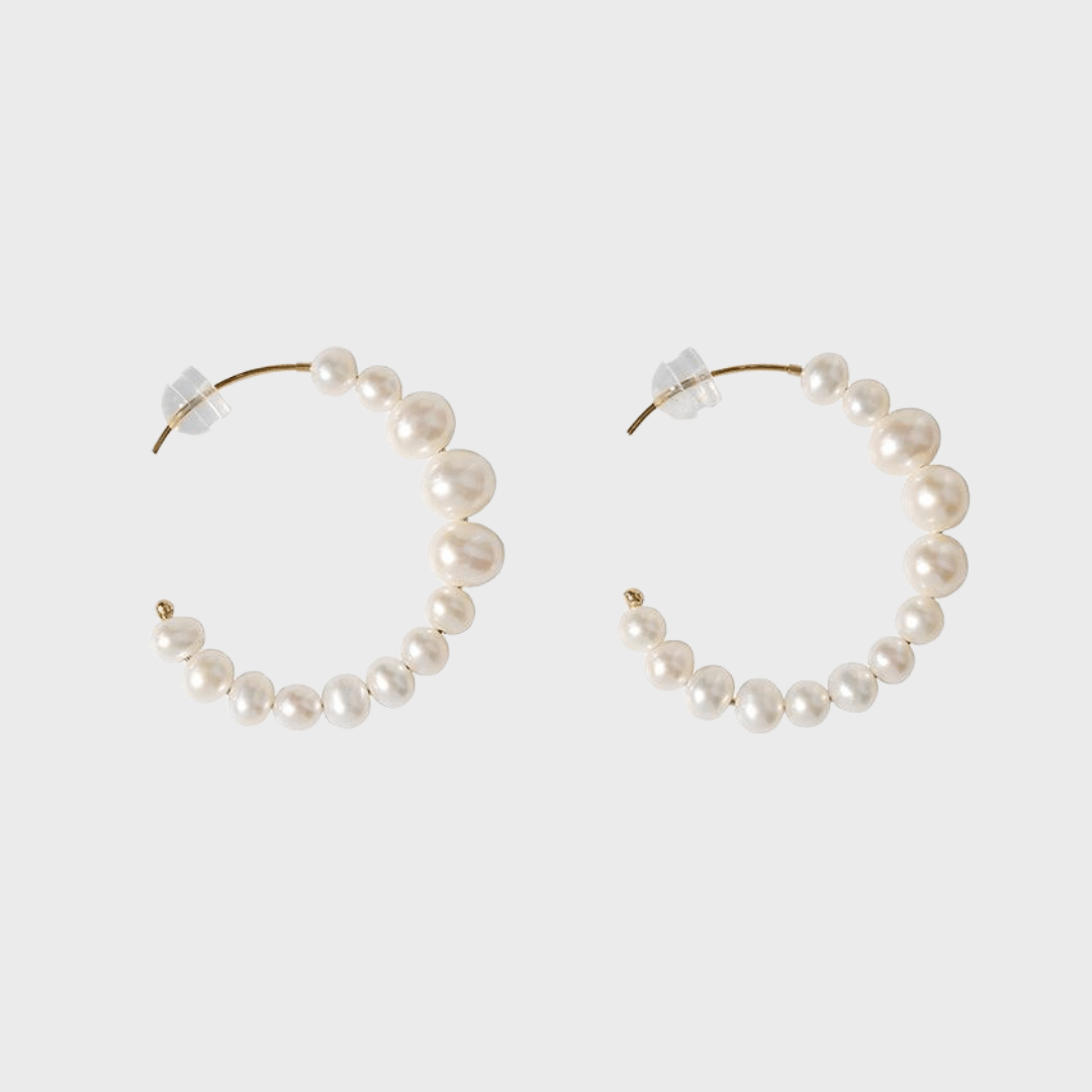 C Shape Hoop Pearls Earrings