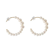 C Shape Hoop Pearls Earrings