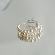 C Shape Hoop Pearls Earrings