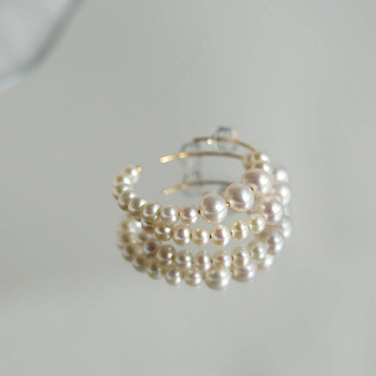 C Shape Hoop Pearls Earrings