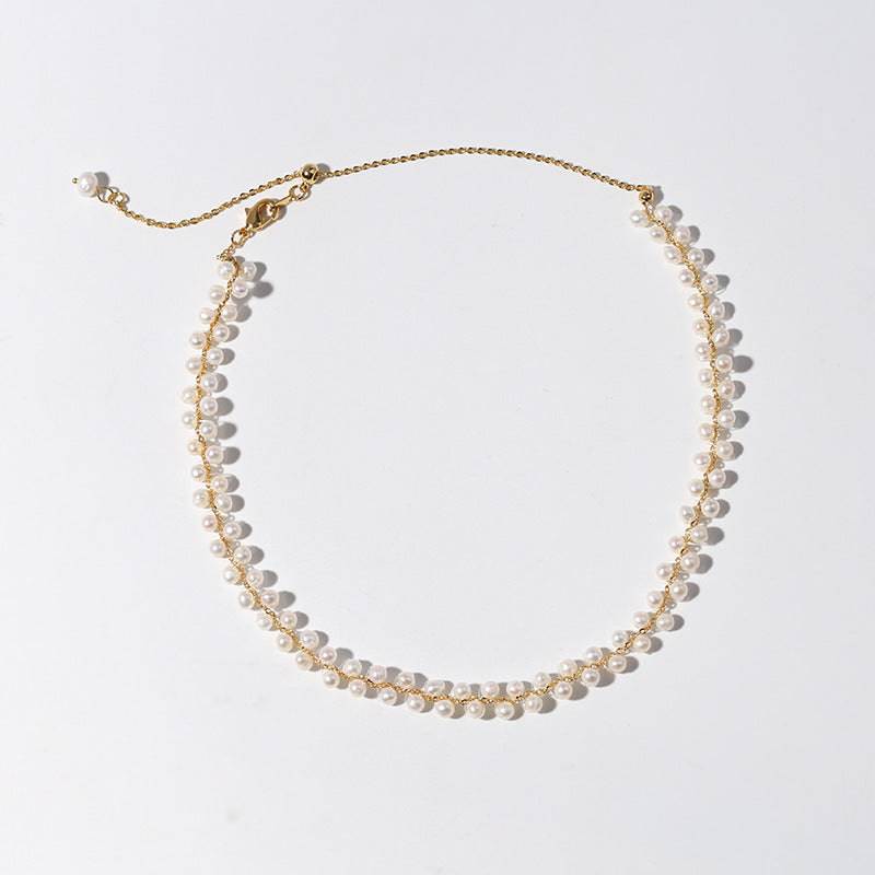 FELICITY Layered Rice Pearls Choker Necklace and Bracelet ( Purchase individually)