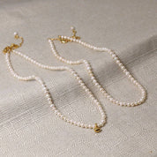 Gold Beaded Pearl Necklace