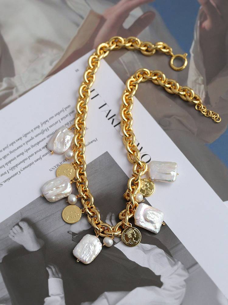 Coin Petal Baroque Pearls Necklace