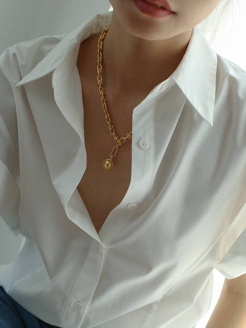 Stitching Chain Detachable Golden Ball Necklace