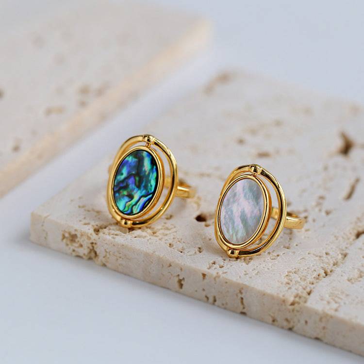 Abalone and White shell Reversible Ring