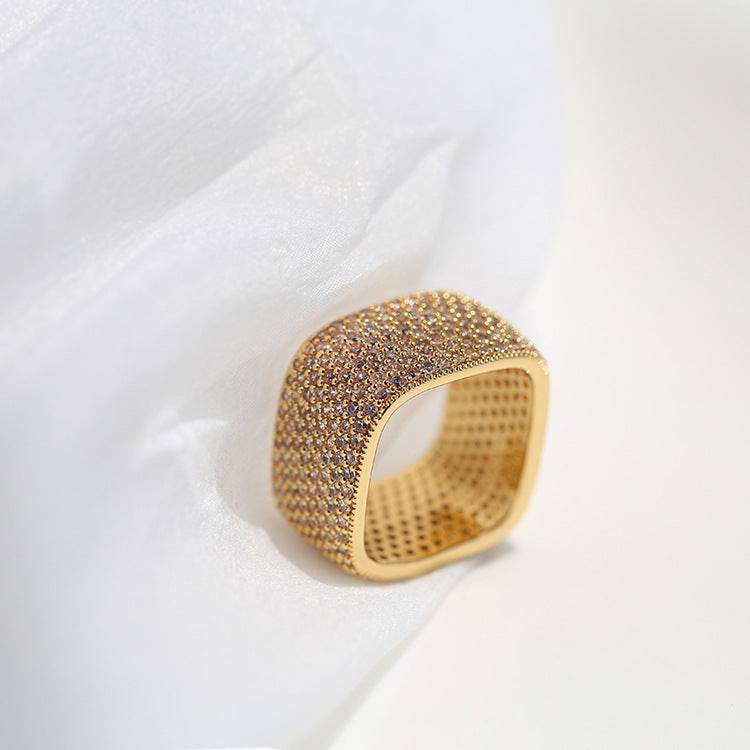 Dazzling Square Zirconia Encrusted Ring