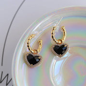 Black Bella Heart Pendant CZ Earrings