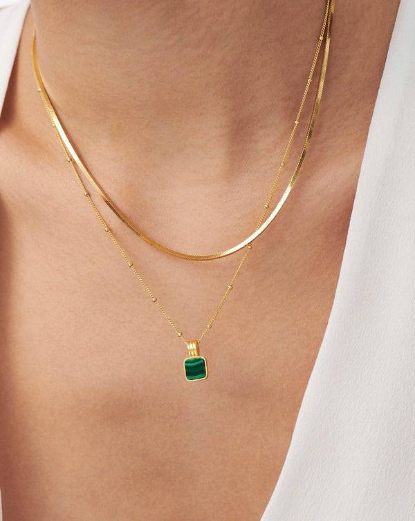 Alice Malachite Square Pendant Necklace