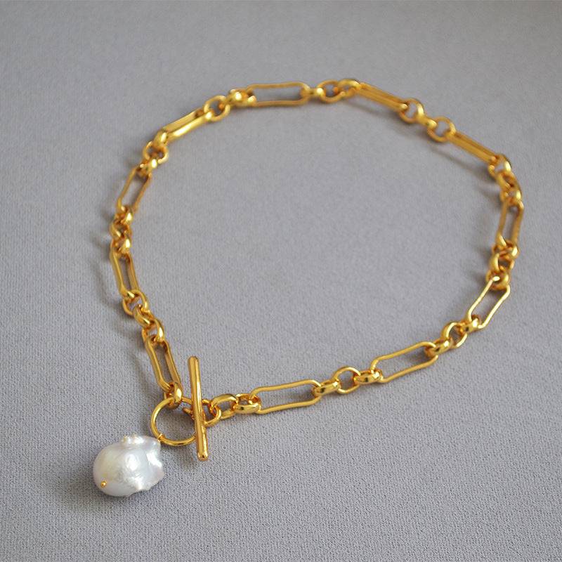 Baroque Pearl Gold Chain Necklace