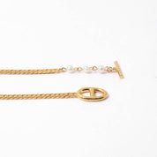 Snake Chain Pearl Gold Necklace