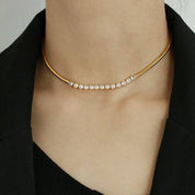 Ultra-Shine Cubic Zirconia Herringbone Choker Necklace