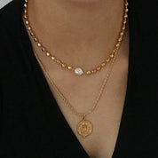 Gold Beaded Pearl Necklace & Bracelet (Purchase Individually)