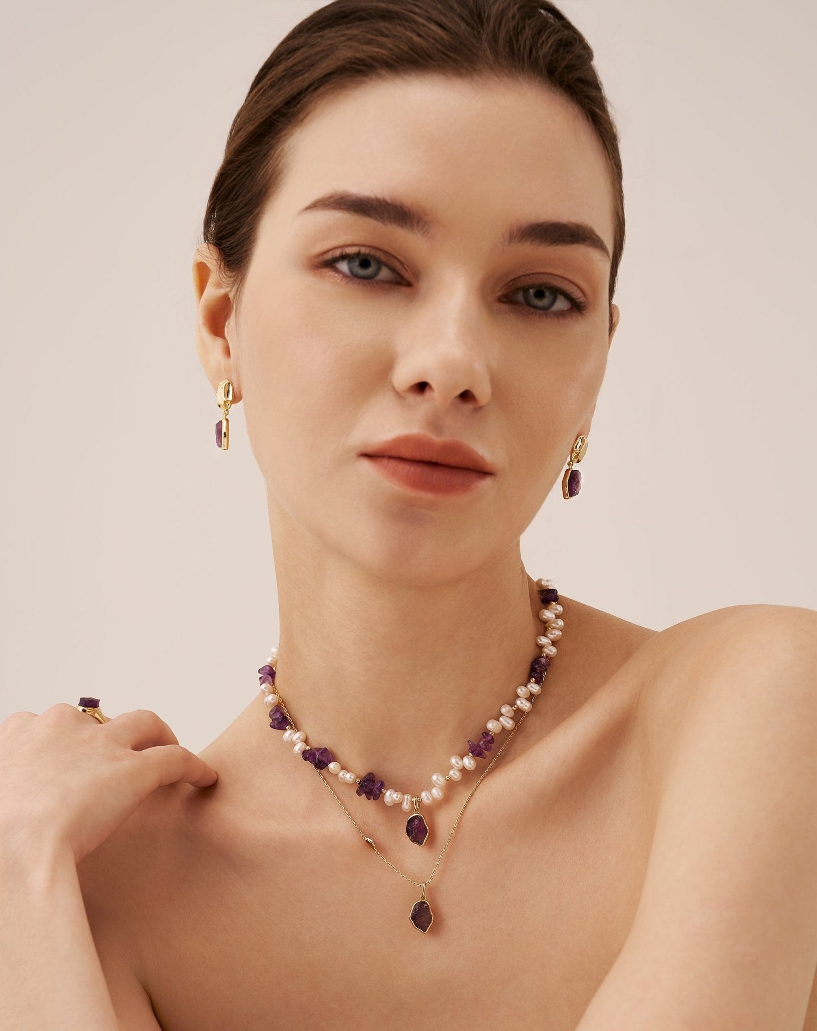 Raw Amethyst Pearl Necklace