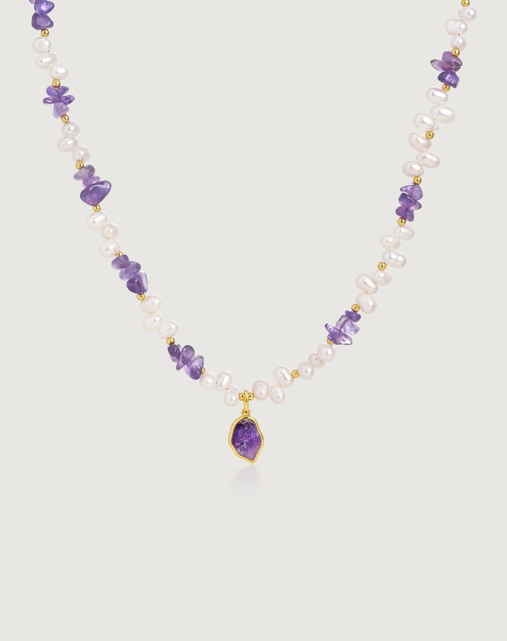 Raw Amethyst Pearl Necklace