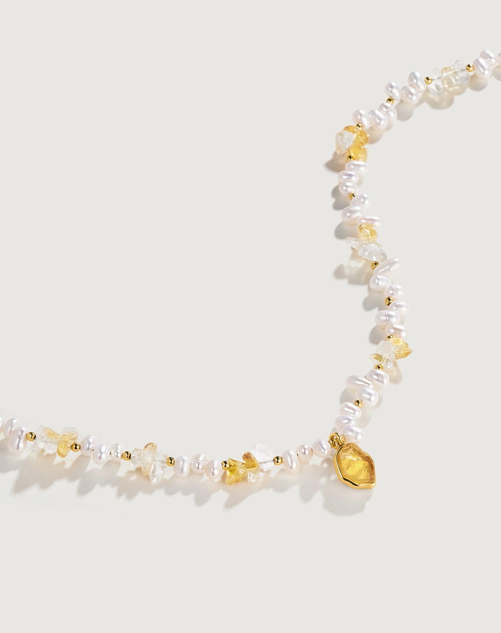 Raw Citrine Pearl Necklace