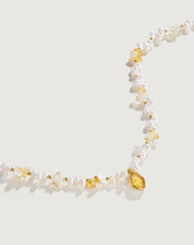 Raw Citrine Pearl Necklace