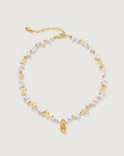 Raw Citrine Pearl Necklace