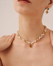 Raw Citrine Pearl Necklace