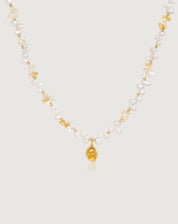 Raw Citrine Pearl Necklace