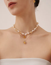 Raw Citrine Pearl Necklace