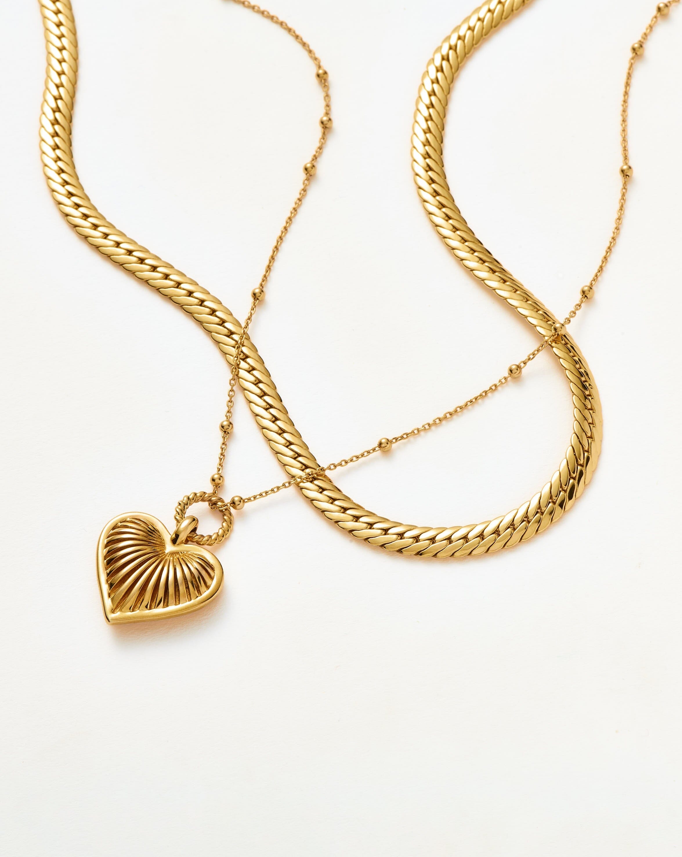 Ridge Heart Chain Necklace Set