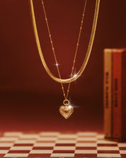 Ridge Heart Chain Necklace Set