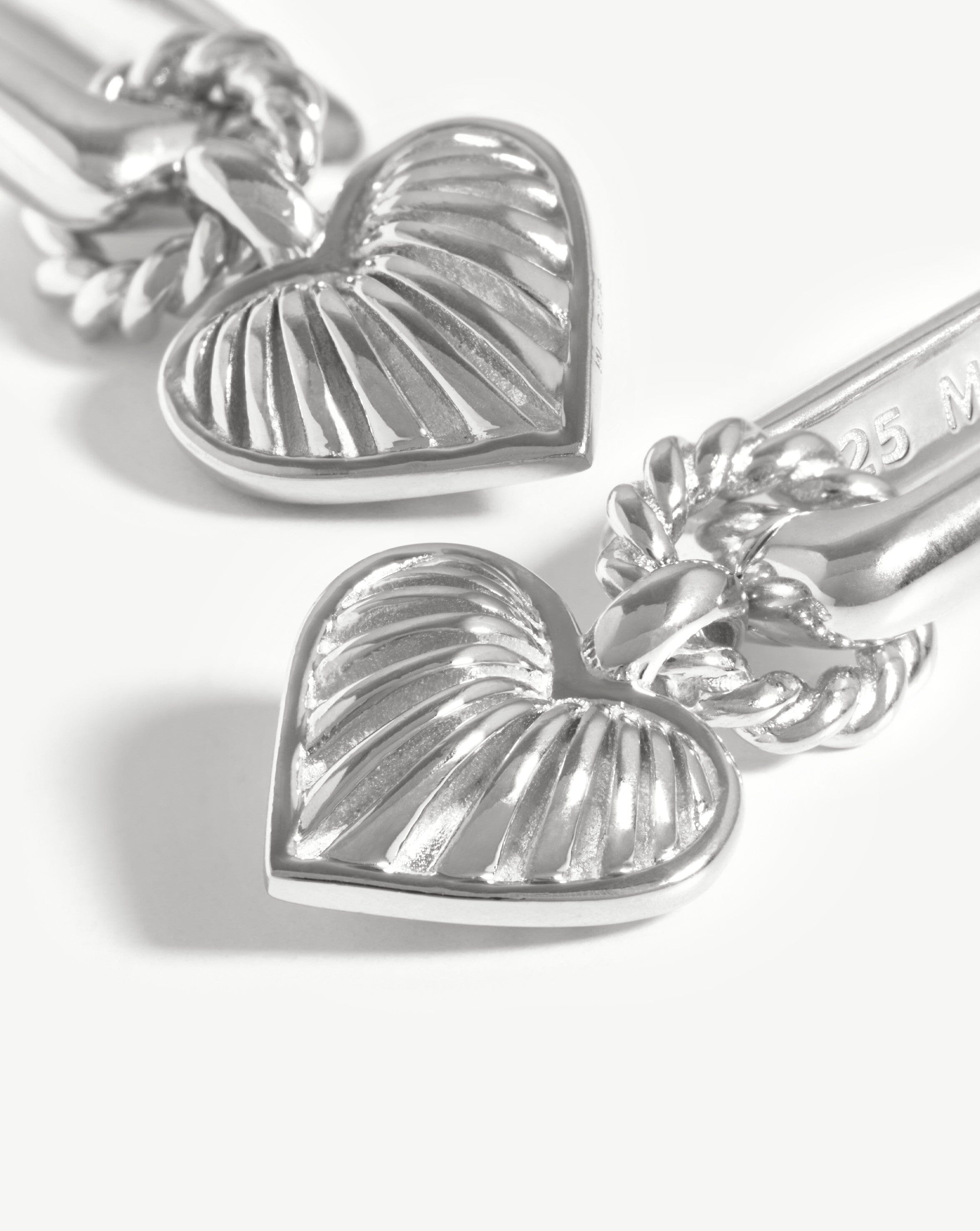 Ridge Heart Charm Earrings