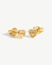 Ridge Heart Stud Earrings