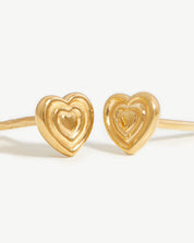 Ridge Heart Stud Earrings