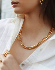 Ridge T-Bar Chain Necklace | 18k Gold Plated