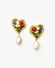 Rouje Marisa Heart Pearl Stud Earrings | 18k Gold Plated