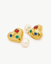 Rouje Marisa Heart Pearl Stud Earrings | 18k Gold Plated