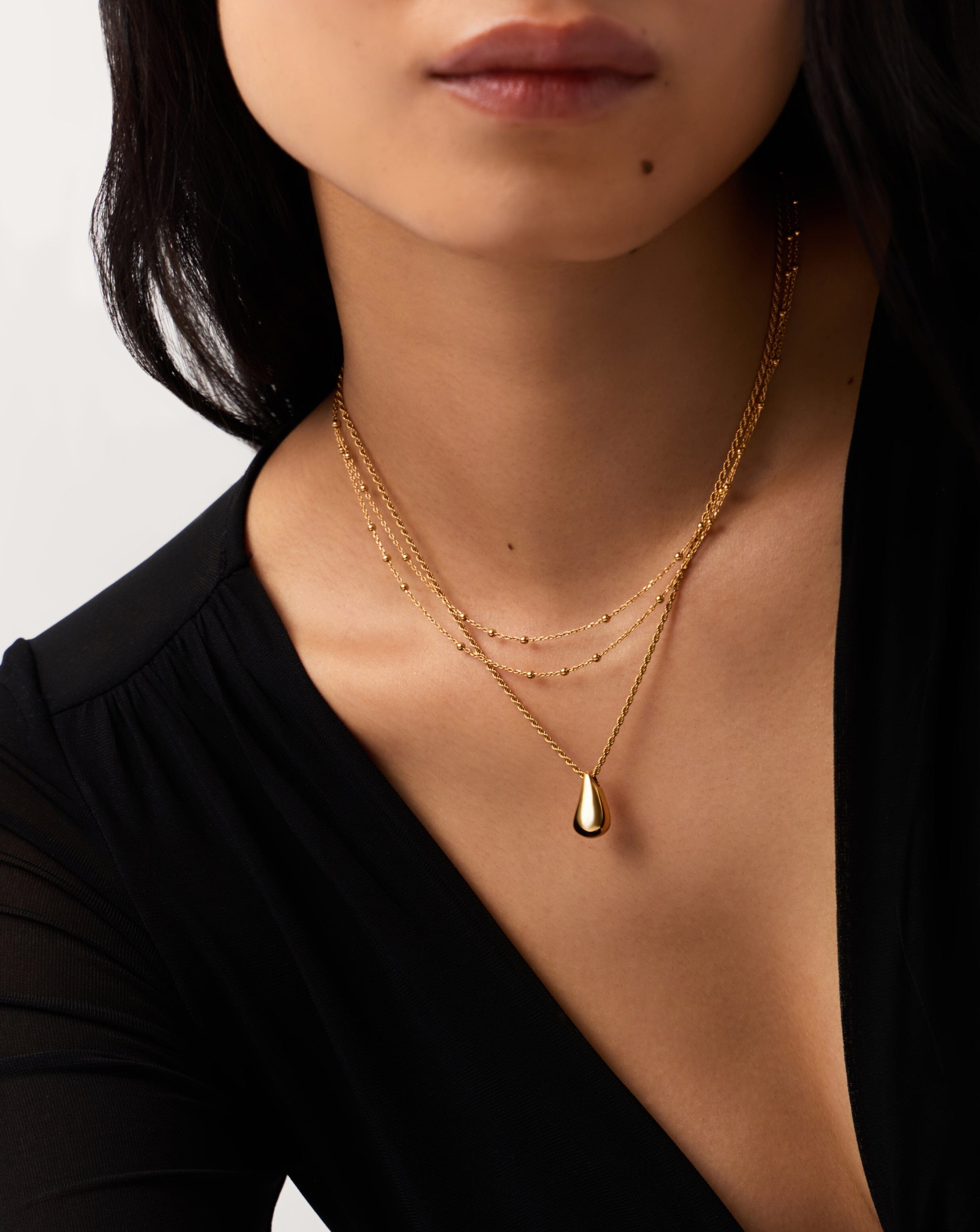 Savi Droplet Pendant & Double Necklace Set | 18k Gold Vermeil