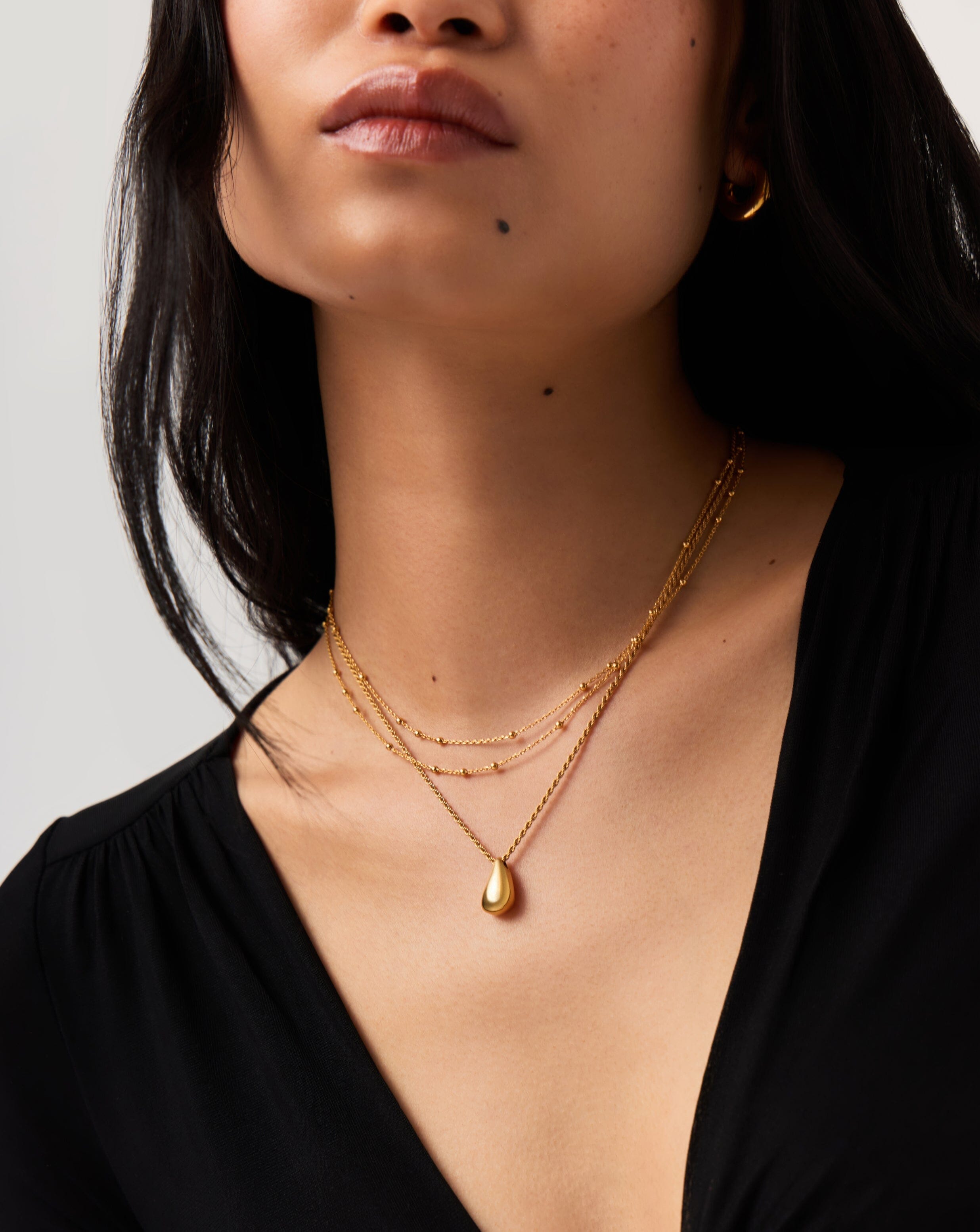 Savi Droplet Pendant & Double Necklace Set | 18k Gold Vermeil