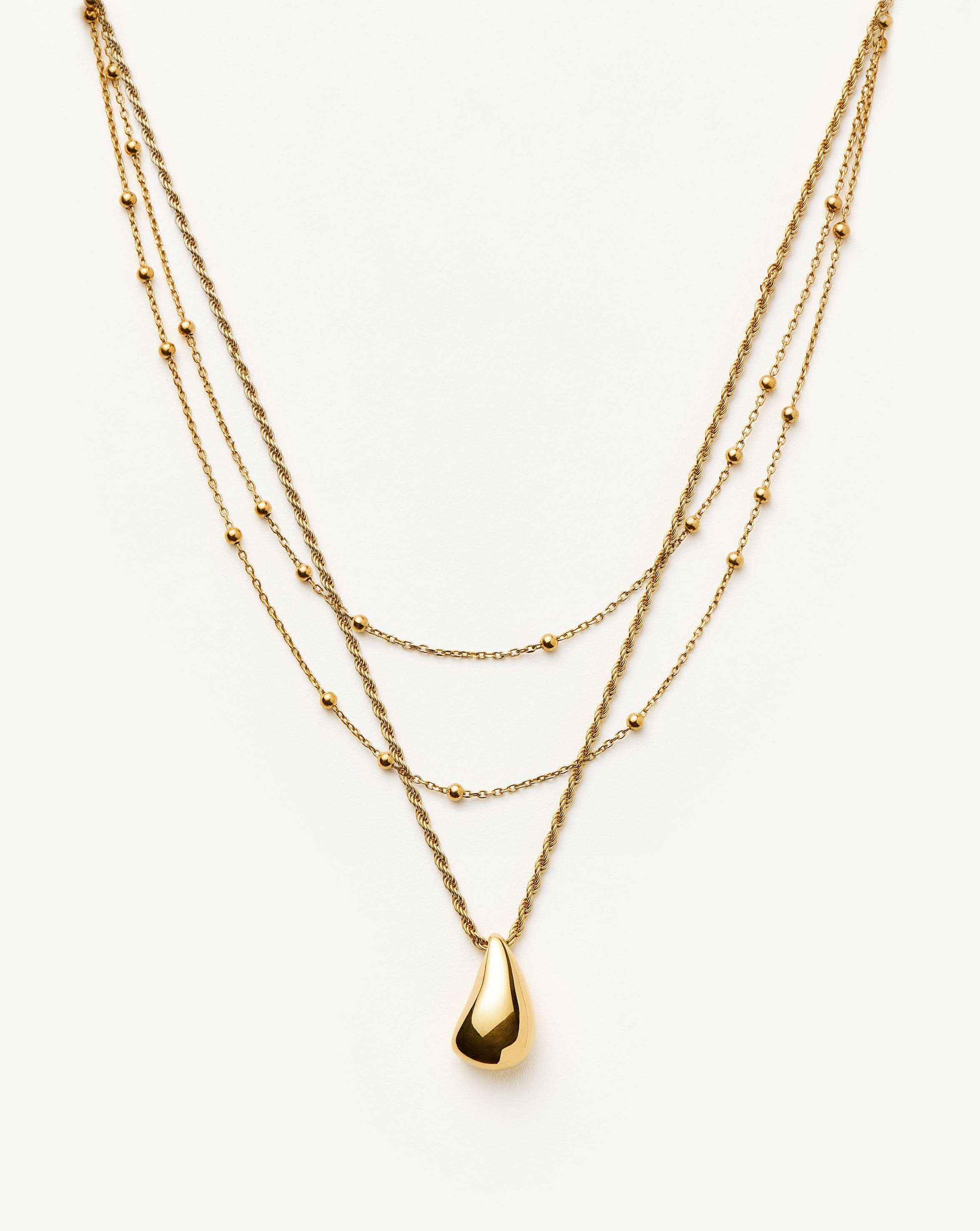 Savi Droplet Pendant & Double Necklace Set | 18k Gold Vermeil