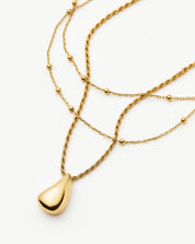 Savi Droplet Pendant & Double Necklace Set | 18k Gold Vermeil