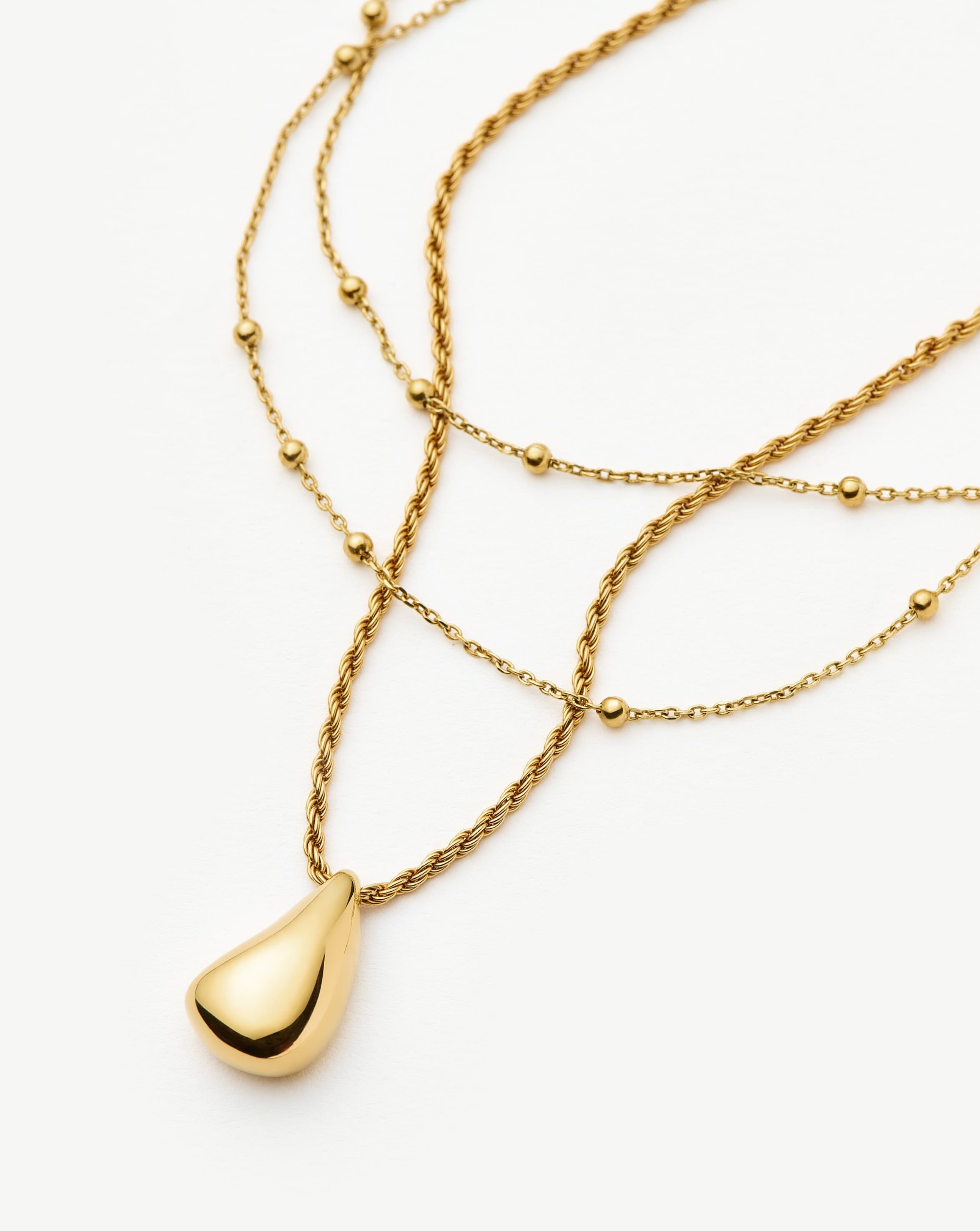 Savi Droplet Pendant & Double Necklace Set | 18k Gold Vermeil