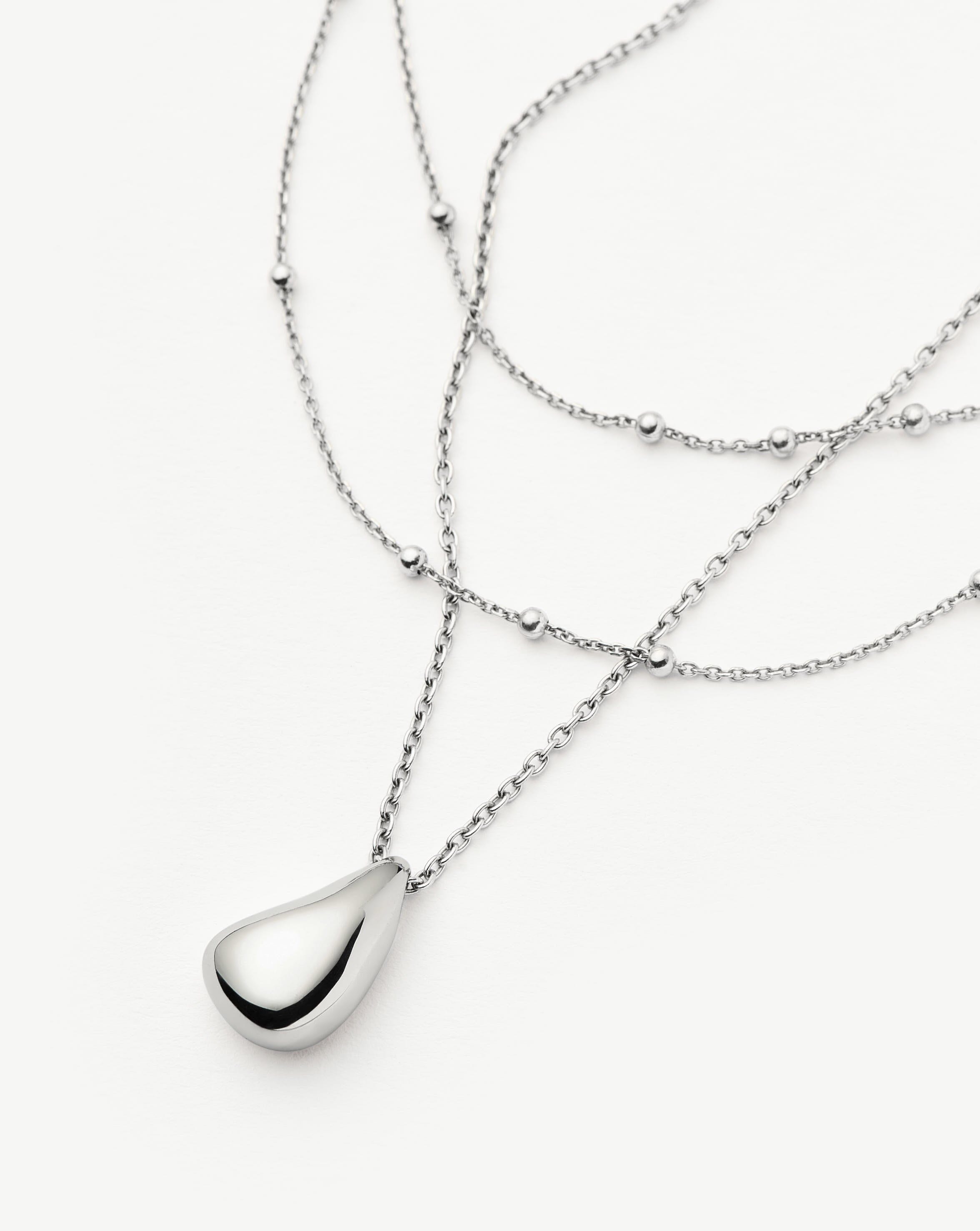 Savi Droplet Pendant & Double Necklace Set | Sterling Silver