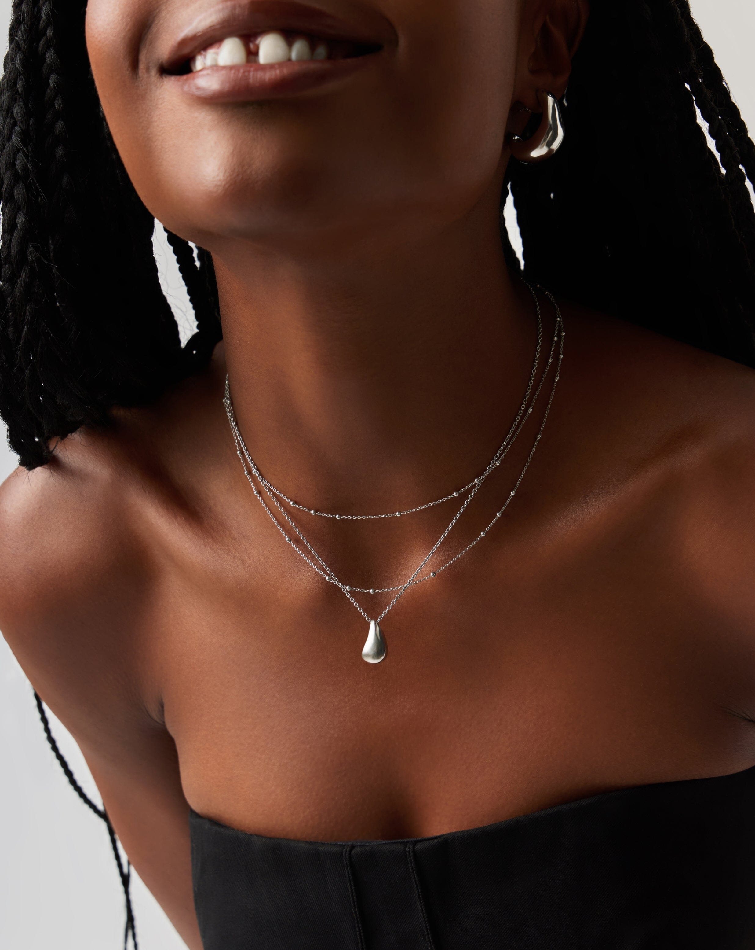 Savi Droplet Pendant & Double Necklace Set | Sterling Silver