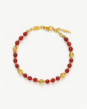 Savi Gemstone Beaded Bracelet | 18k Gold Plated Vermeil/Red Chalcedony