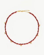 Savi Gemstone Beaded Necklace | 18k Gold Plated Vermeil/Red Chalcedony