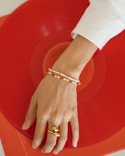 Savi Seed Pearl Beaded Bracelet | Red Quartz & Pearl